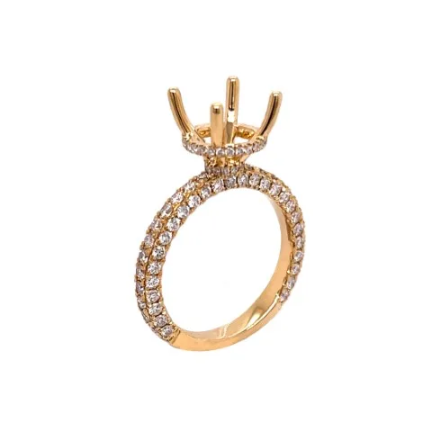18K Yellow Gold Semi Mount Ring