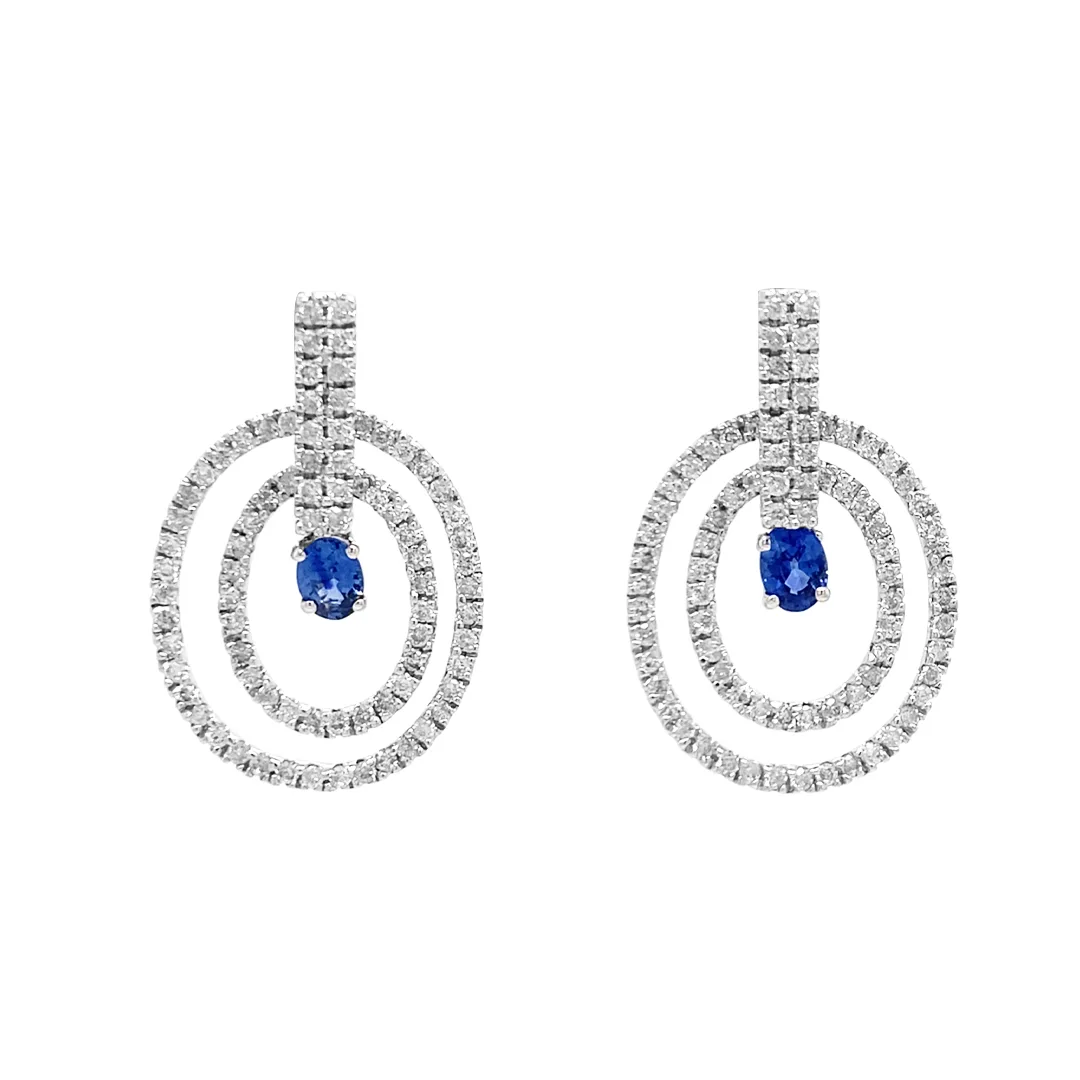 18K White Gold Sapphire Earrings