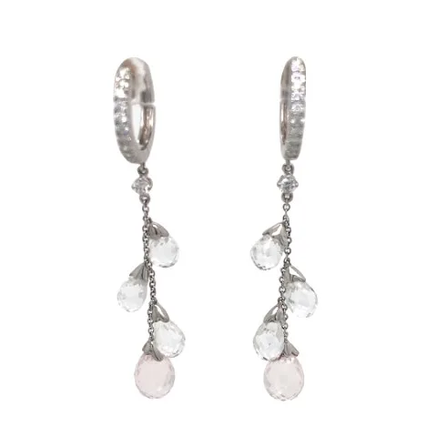 18K White Gold Crystal Earrings