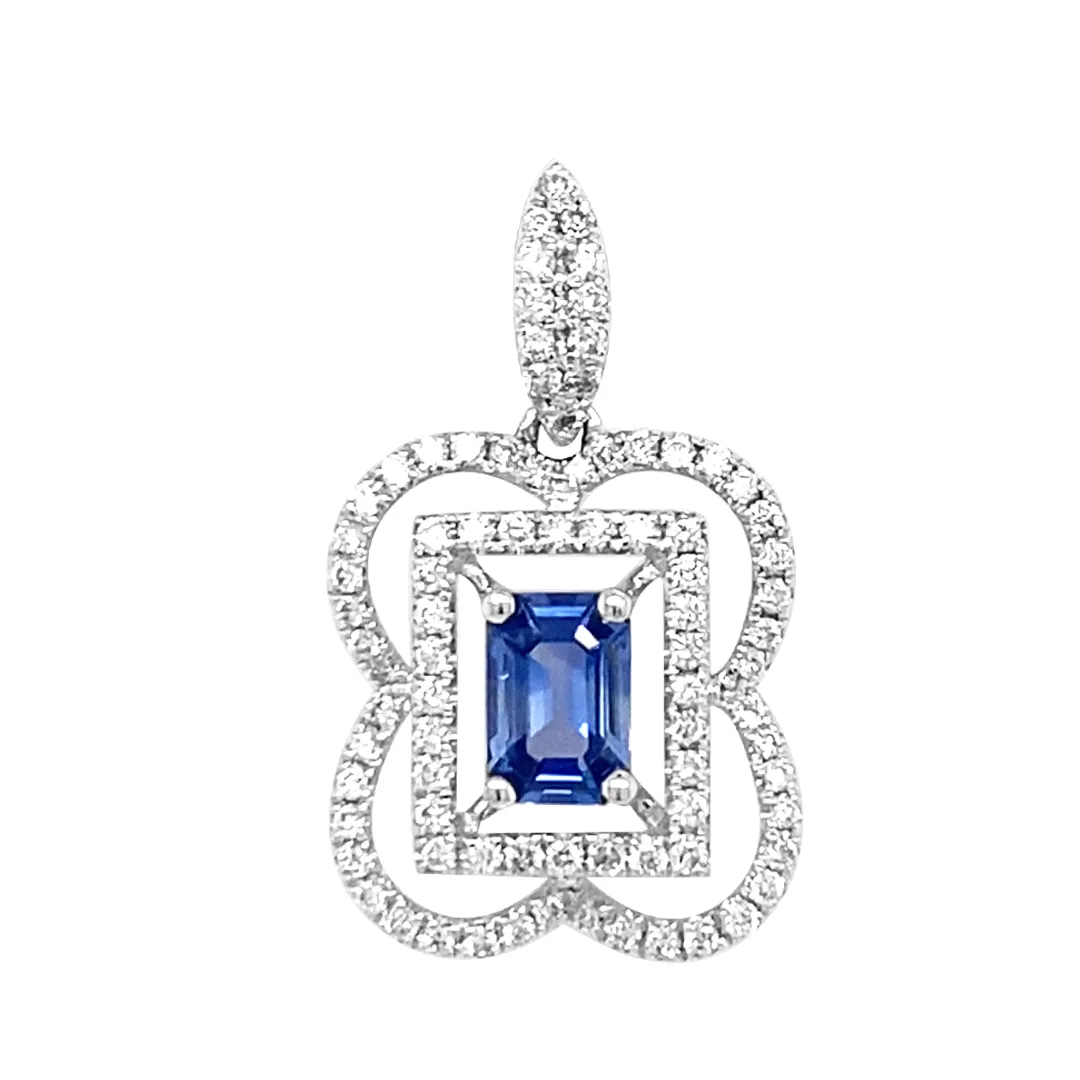 18K White Gold Sapphire Pendant