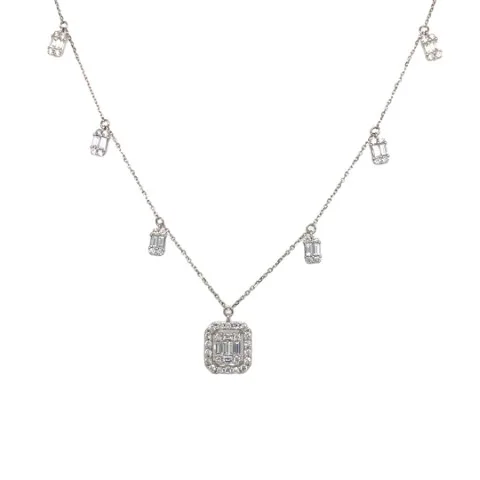 18K White Gold Diamond Necklace