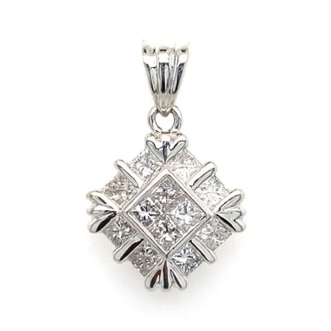 18K White Gold Diamond Pendant