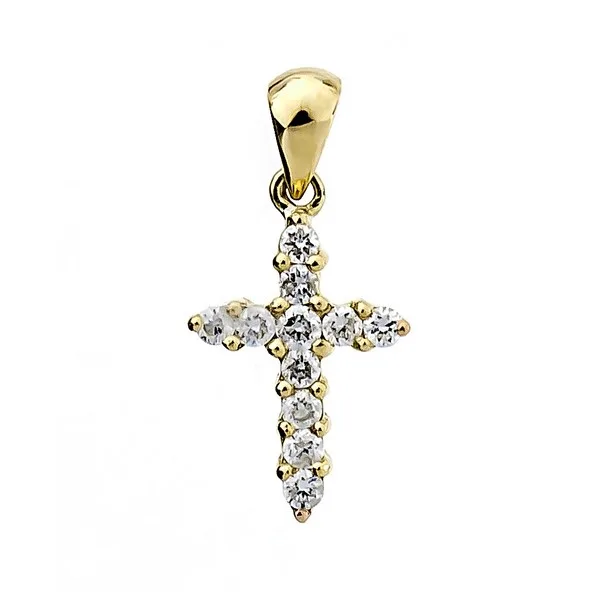 18K Yellow Gold Diamond Cross Pendant