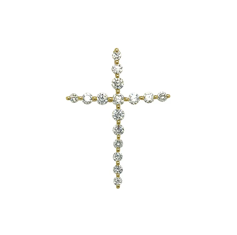18K Yellow Gold Diamond Cross Pendant