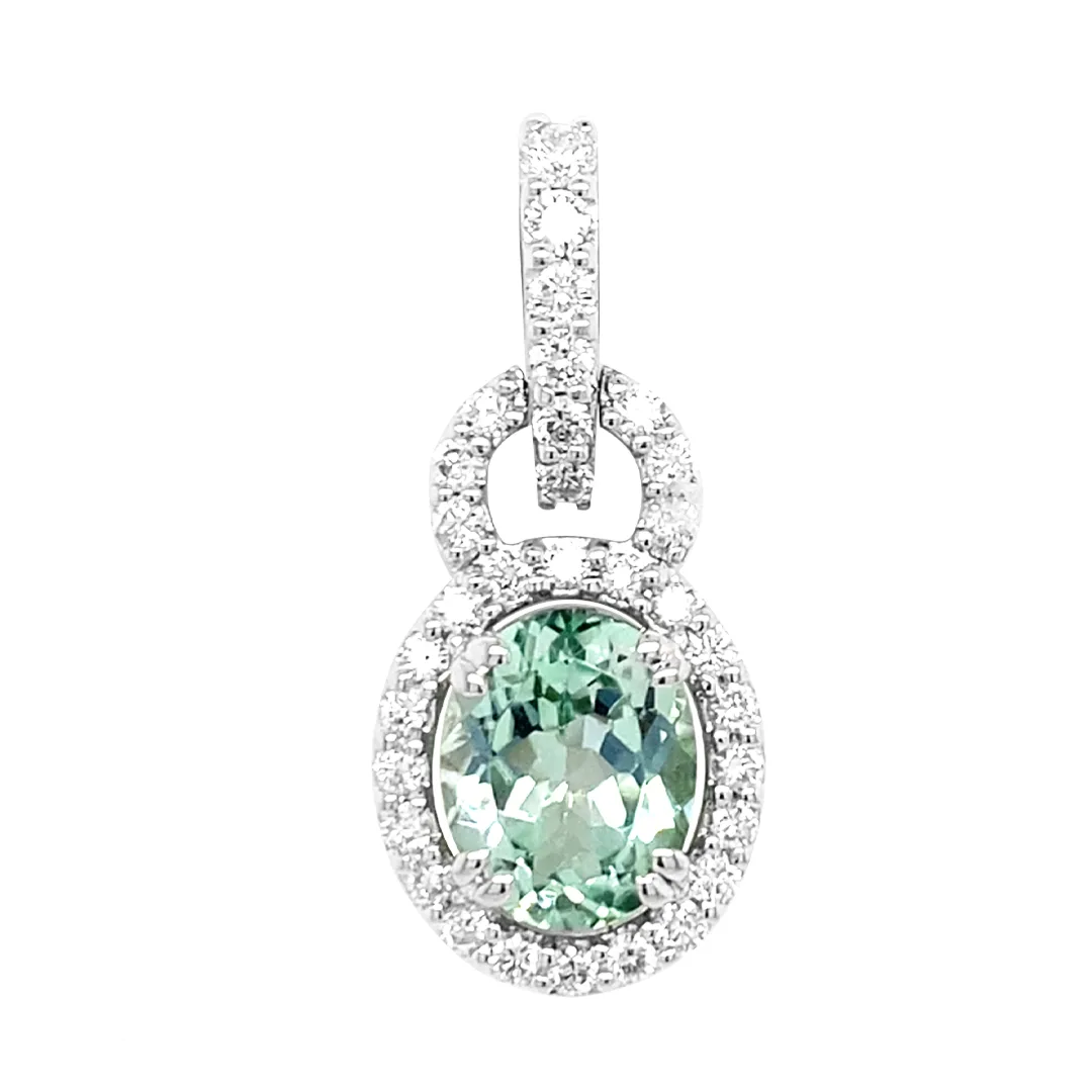 18K White Gold Green Tourmaline Pendant