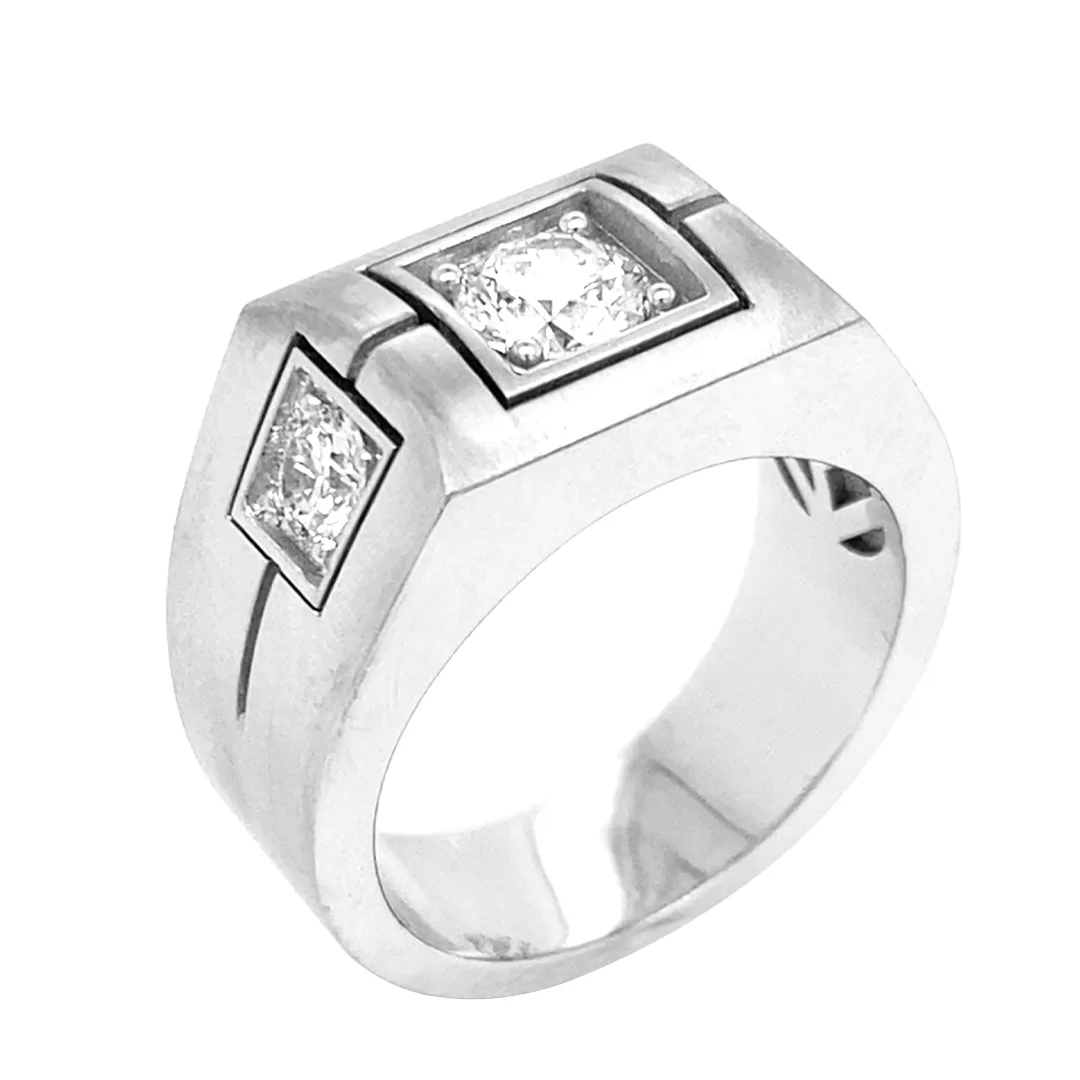 18K White Gold Diamond Men’s Ring
