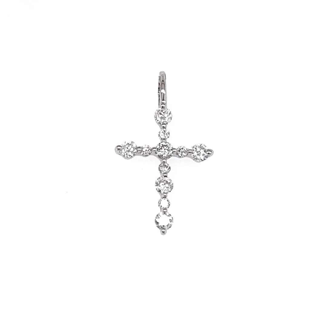 18K White Gold Cross Pendant