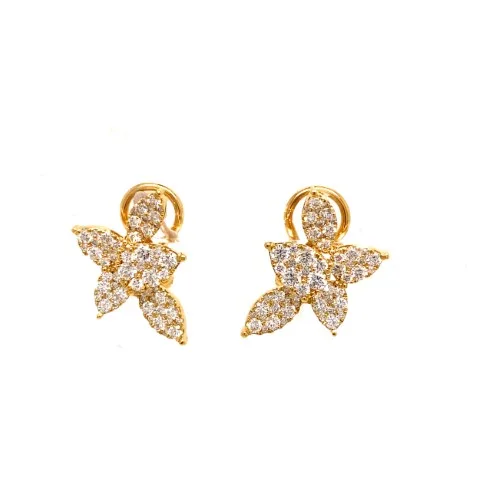 18K Yellow Gold Diamond Earrings