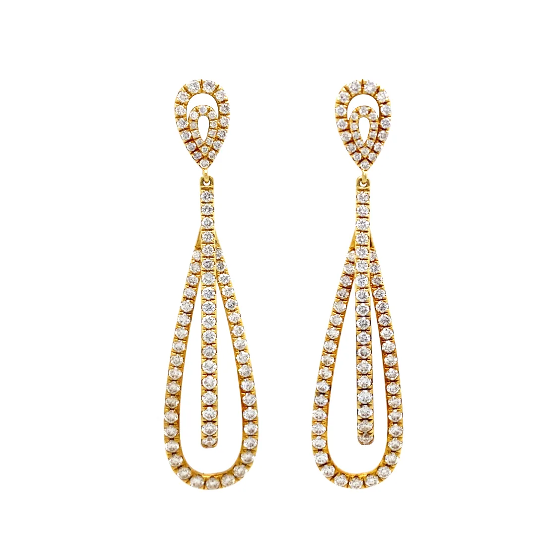 18K Yellow Gold Diamond Earrings