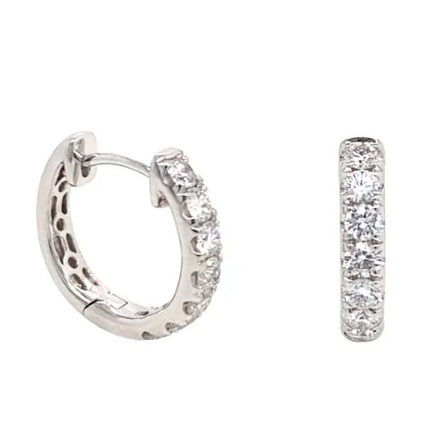 18K White Gold Huggie Earrings