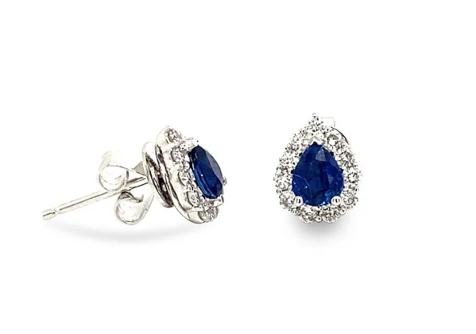 18K White Gold Sapphire Earrings