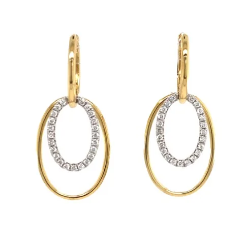 18K Two-Tone Gold Diamond Earrings