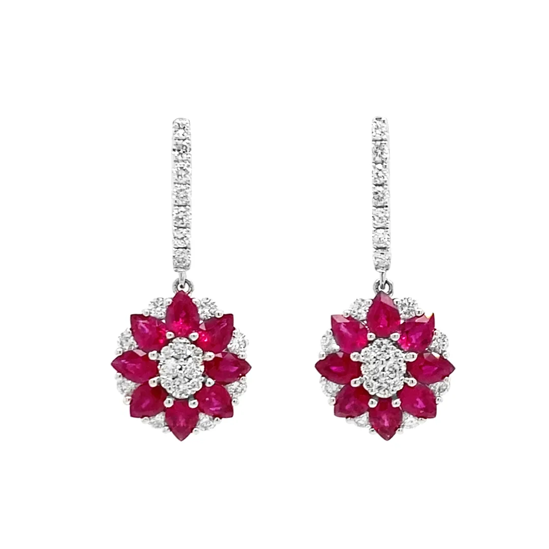 18K White Gold Ruby Earrings