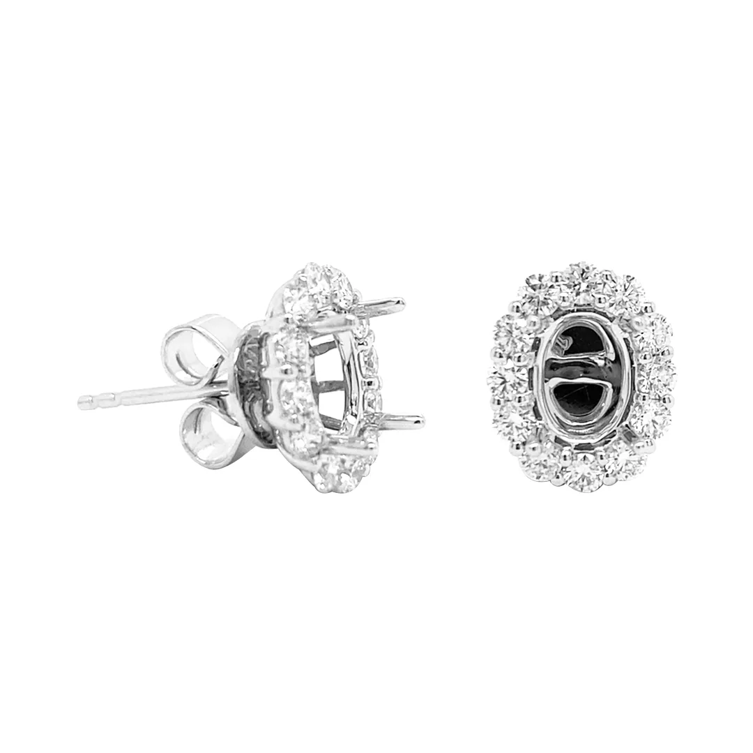 18K White Gold Semi Mount Earrings