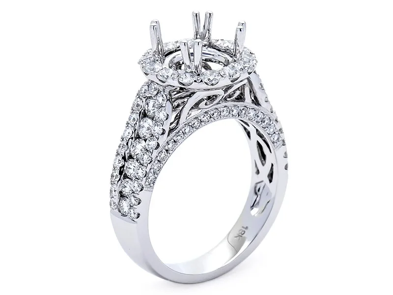 18K White Gold Semi Mount Ring