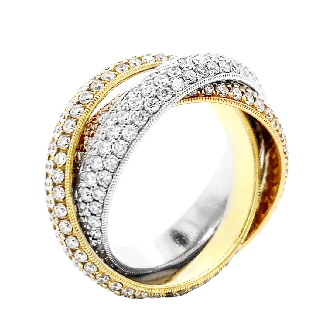 18K Tri-Color Gold Diamond Band