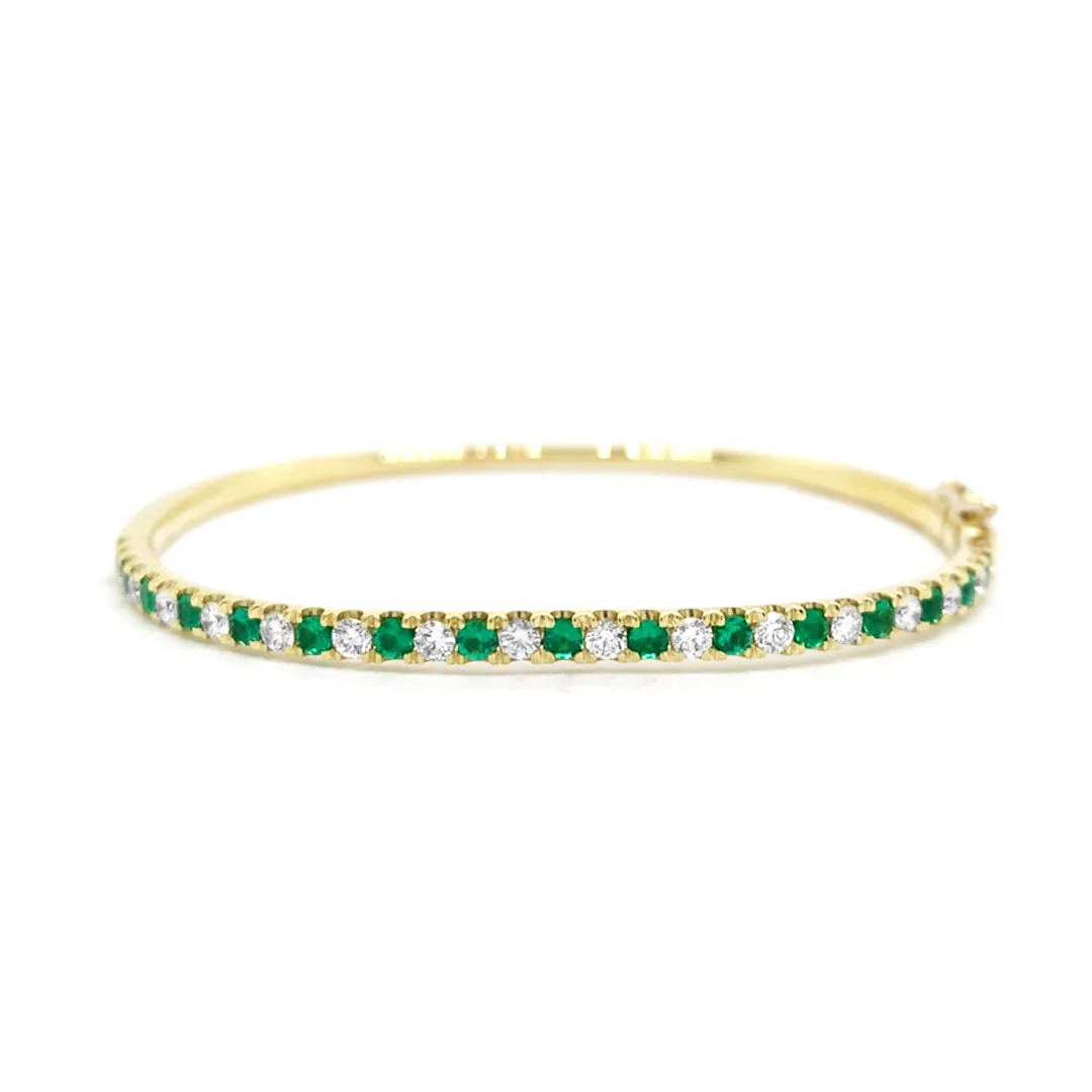 18K Yellow Gold Emerald Bangle