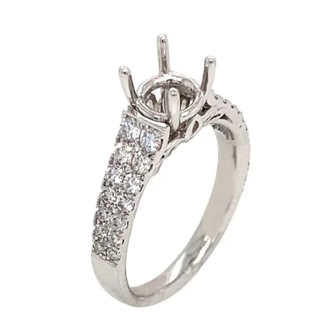 18K White Gold Diamond Semi Mount Ring