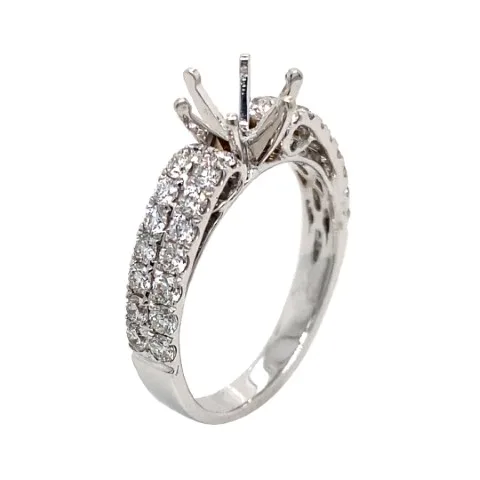 18K White Gold Semi Mount Ring