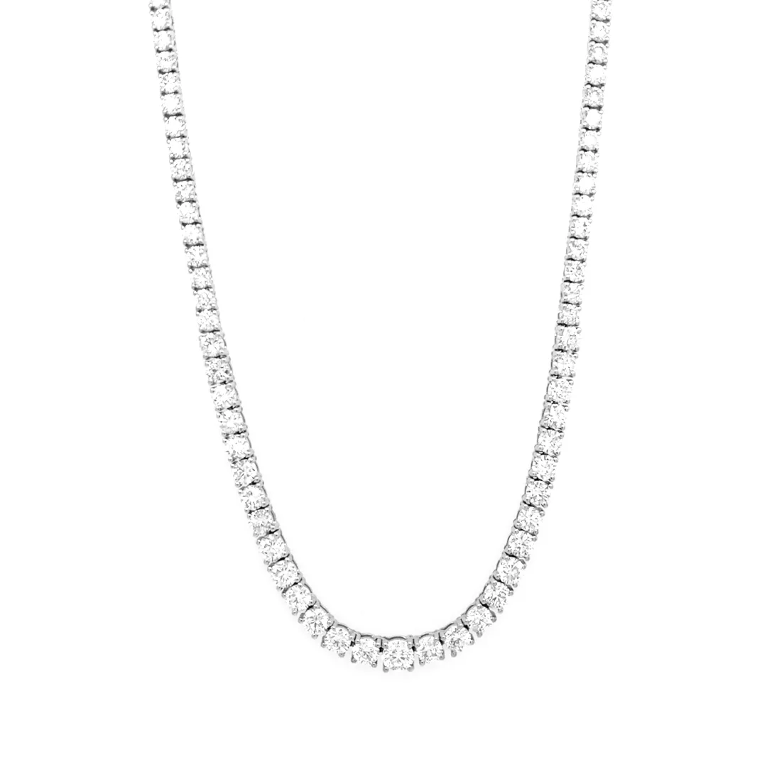 18K White Gold Tennis Necklace