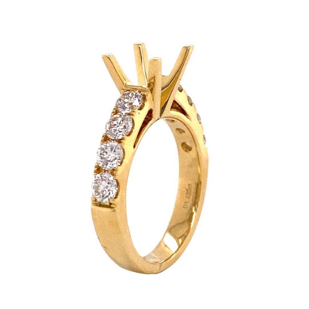 18K Yellow Gold Semi Mount Ring