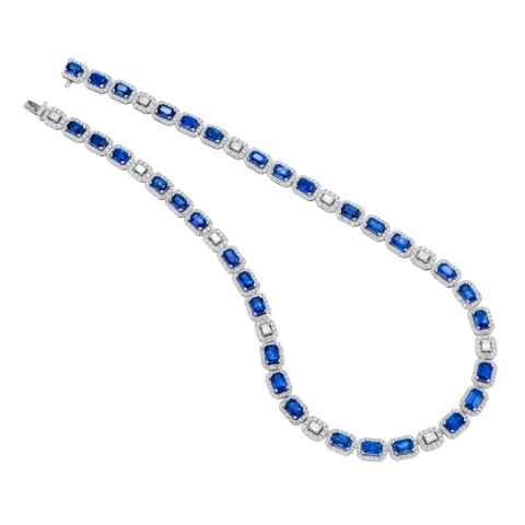 18K White Gold Sapphire Necklace