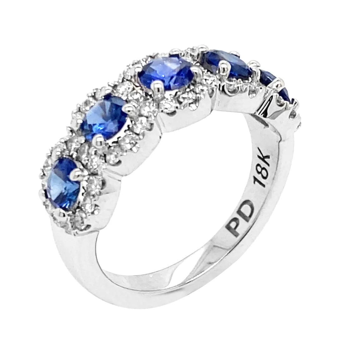 18K White Gold Sapphire Band