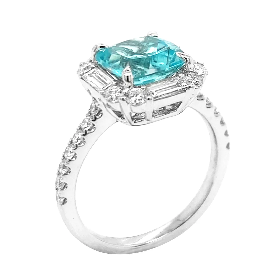 18K White Gold Paraiba Tourmaline Ring