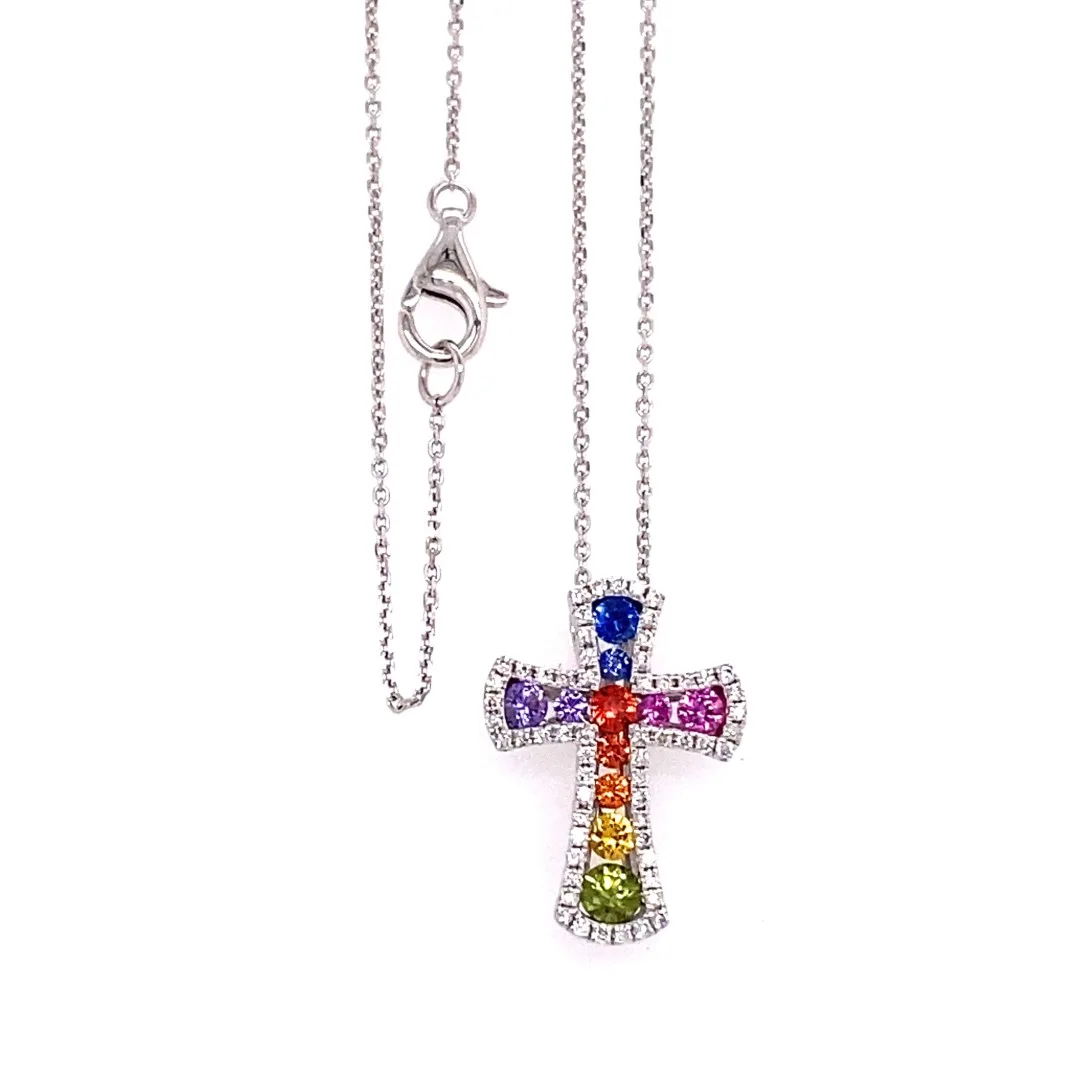 18K White Gold Fancy Sapphire Necklace