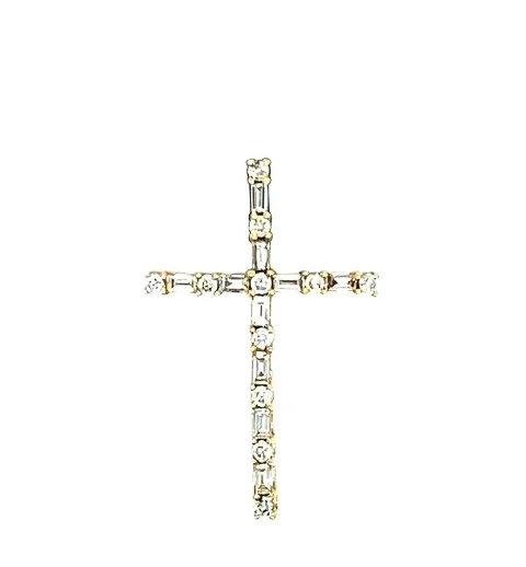 18K Yellow Gold Diamond Cross Pendant