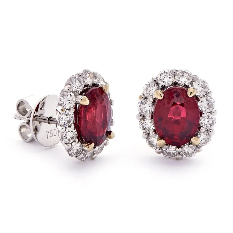 18K White Gold Ruby Earrings