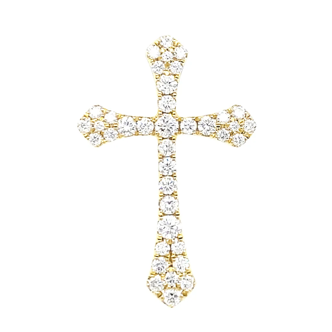 18K Yellow Gold Diamond Cross Pendant