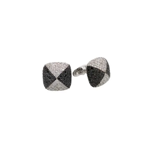 18K White Gold Black Diamond Cufflinks