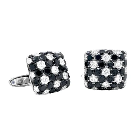 18K White Gold Black Diamond Cufflinks