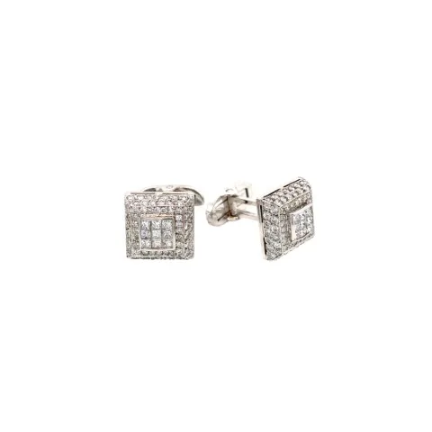 18K White Gold Diamond Cufflinks