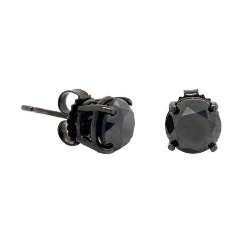 14K Black Rhodium Black Diamond Earrings