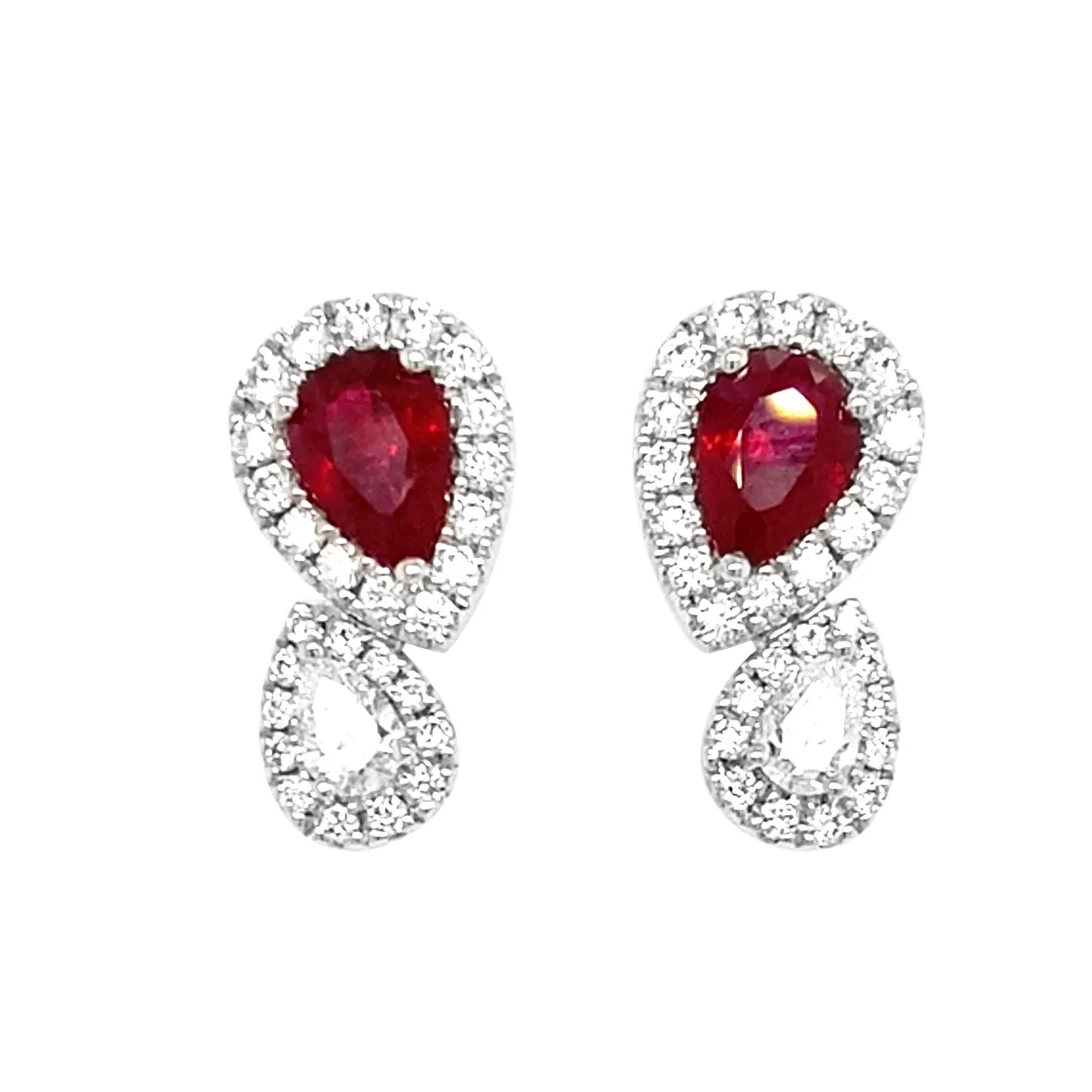 18K White Gold Ruby Earrings
