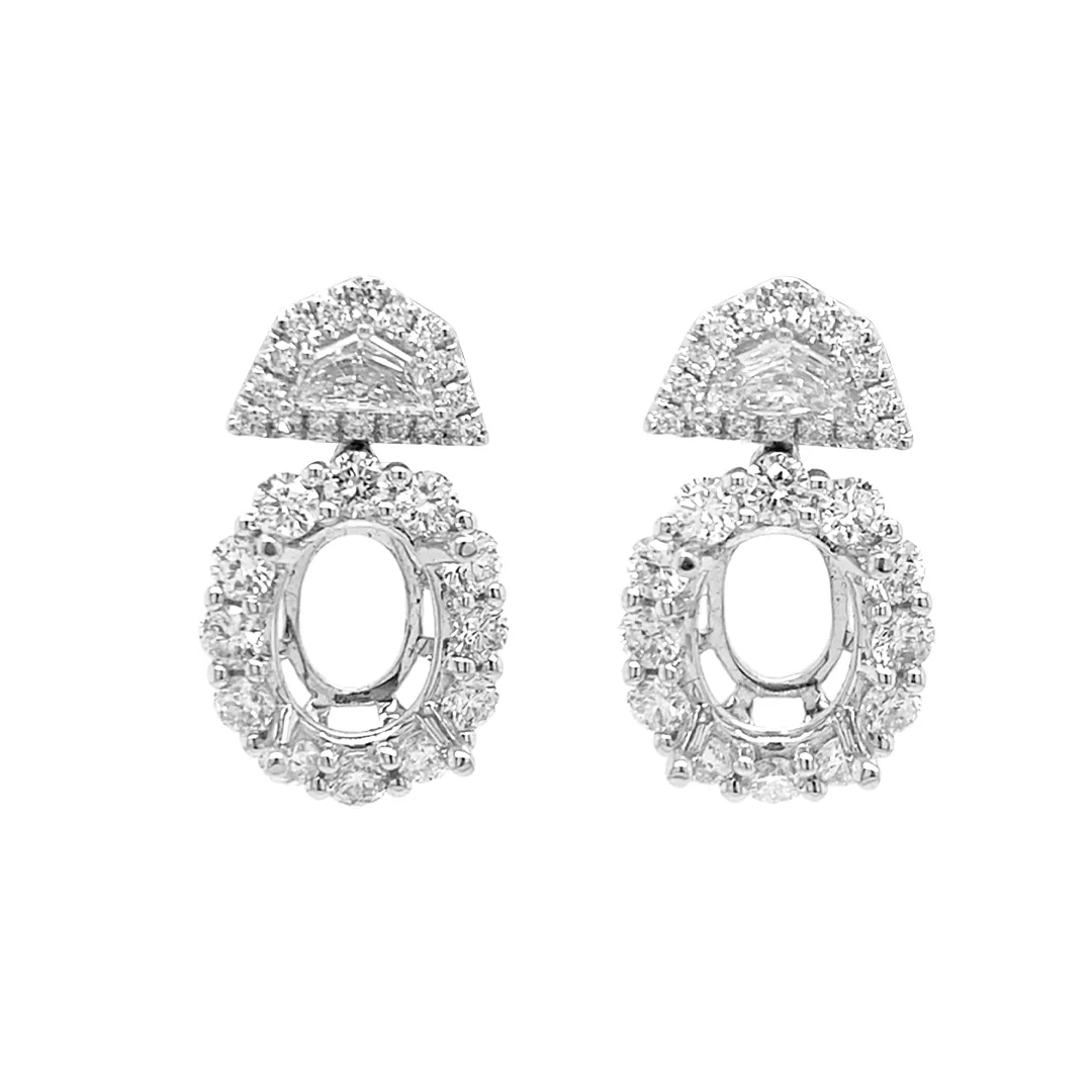18K White Gold Semi Mount Earrings