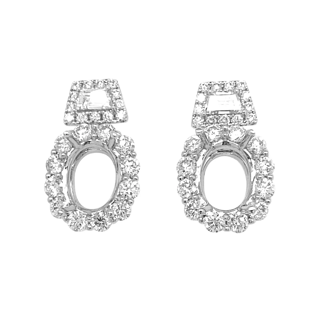 18K White Gold Semi Mount Earrings