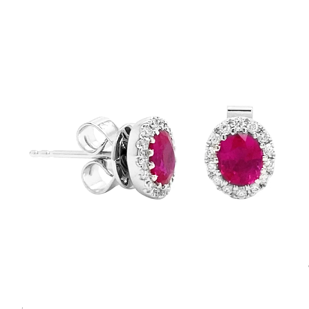 18K White Gold Ruby Earrings