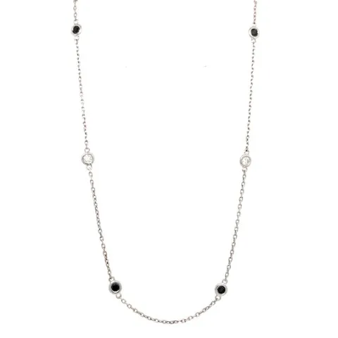 18K White Gold Black Diamond Necklace