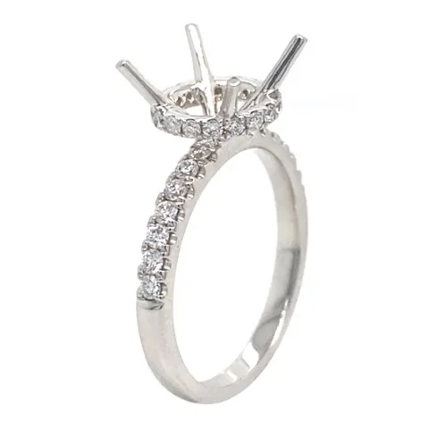 18K White Gold Semi Mount Ring
