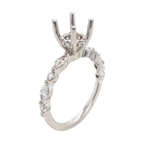 18K White Gold Diamond Semi Mount Ring