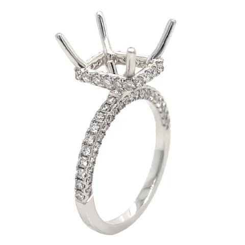 18K White Gold Semi Mount Ring