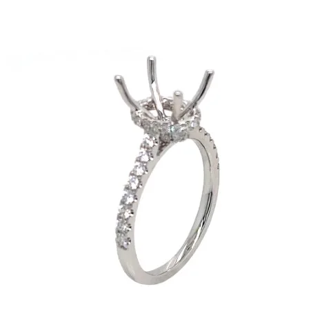 18K White Gold Semi Mount Ring