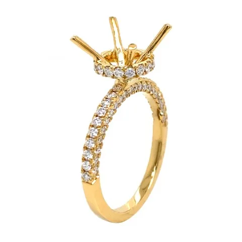 18K Yellow Gold Diamond Semi Mount Ring