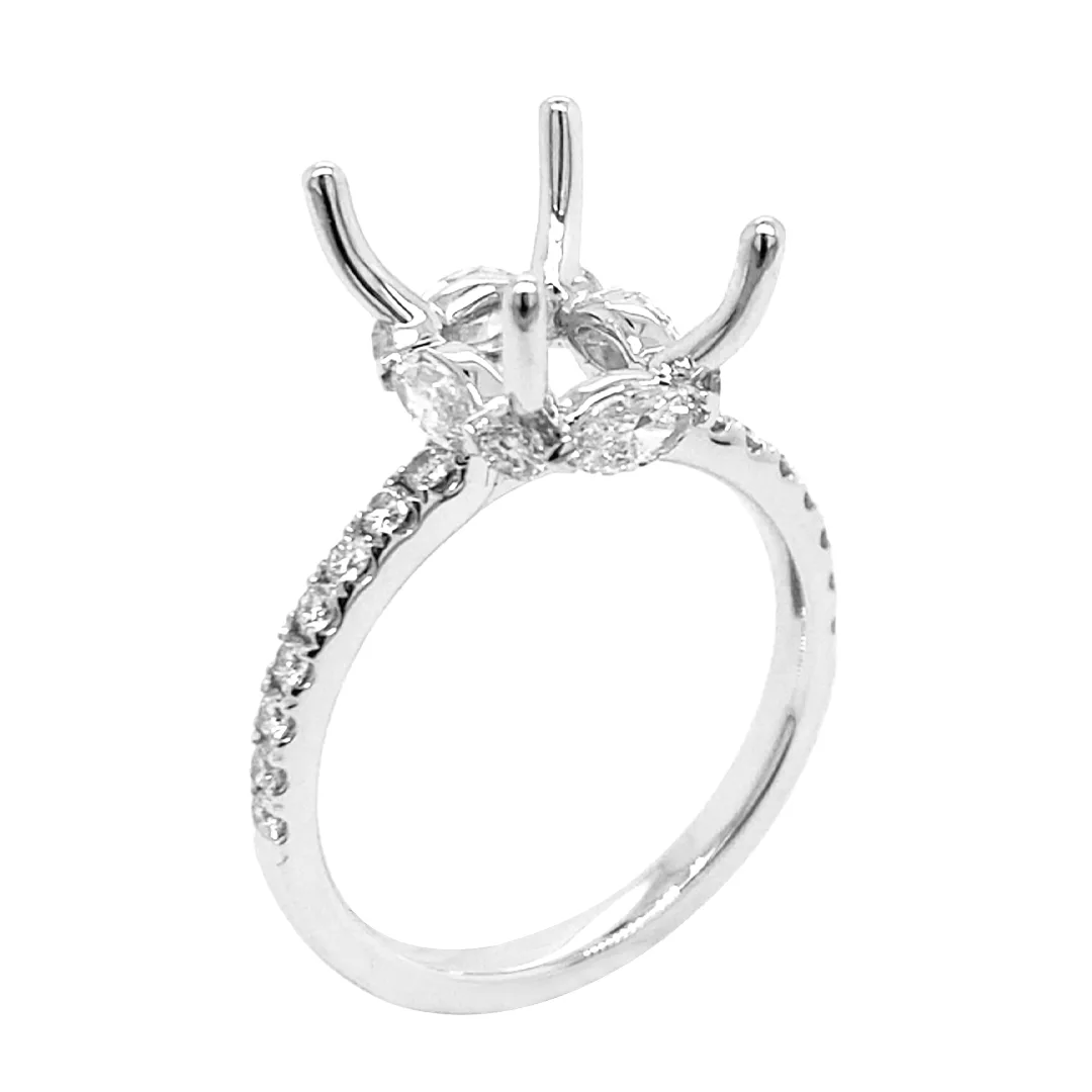 18K White Gold Semi Mount Ring