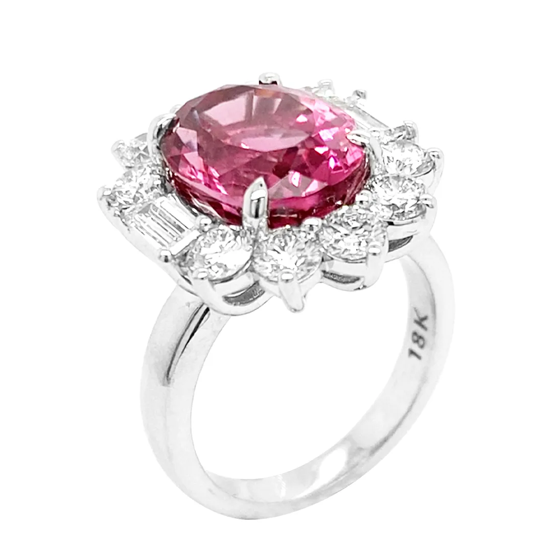 18K White Gold Pink Tourmaline Ring