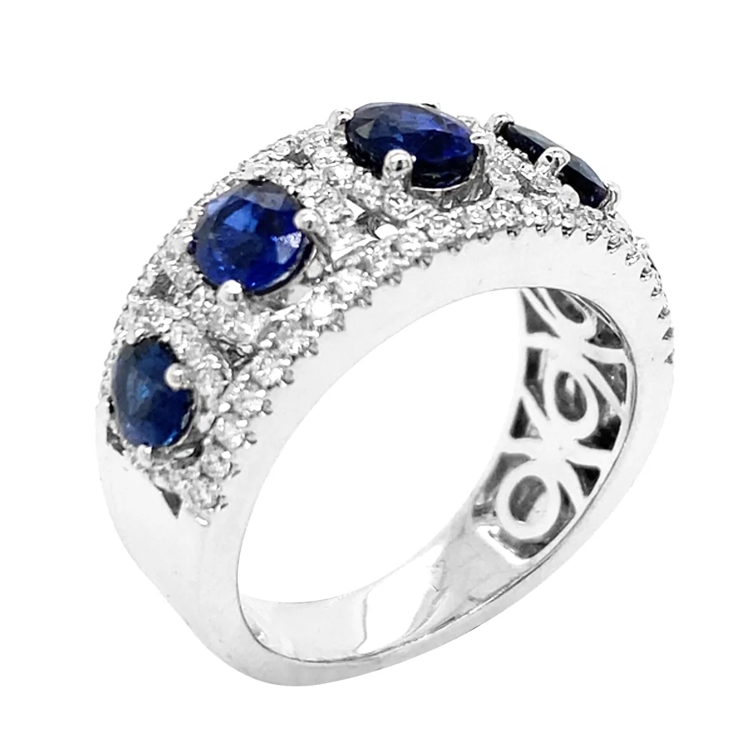 18K White Gold Sapphire Band