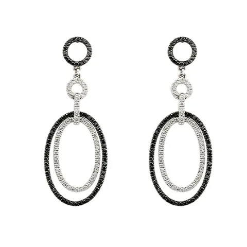 18K White Gold Black Diamond Earrings